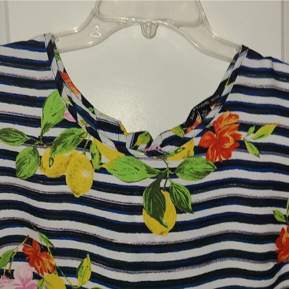Zac & Rachel Floral Fruit Stripe Print Blouse - Picture 5 of 8